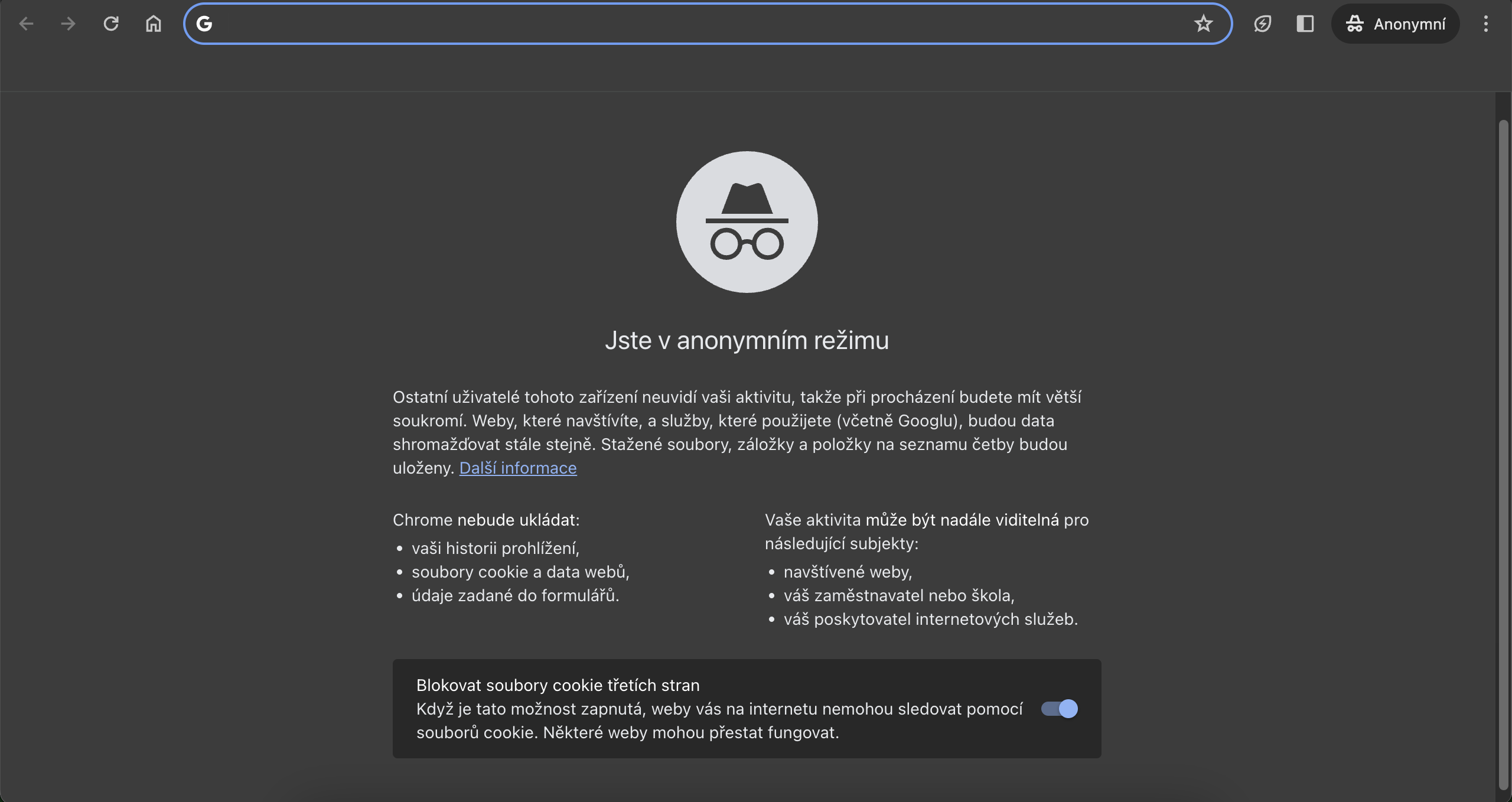 Google Chrome: Anonymní režim